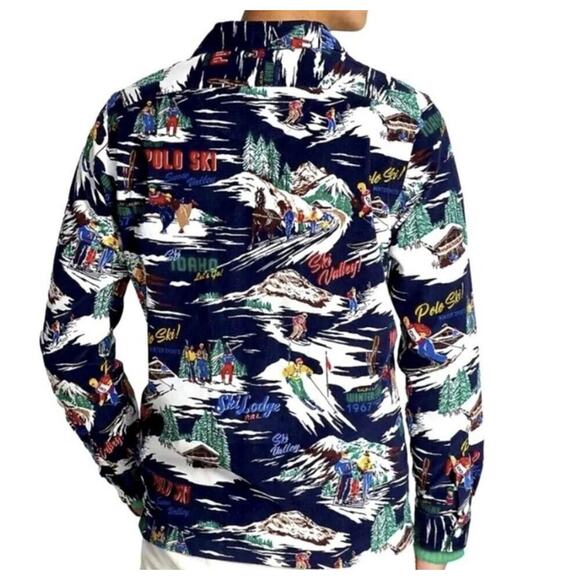 Polo Ralph Lauren Shirt Mens Large Ski Print Corduroy Classic Fit Button Up AOP - Picture 7 of 15